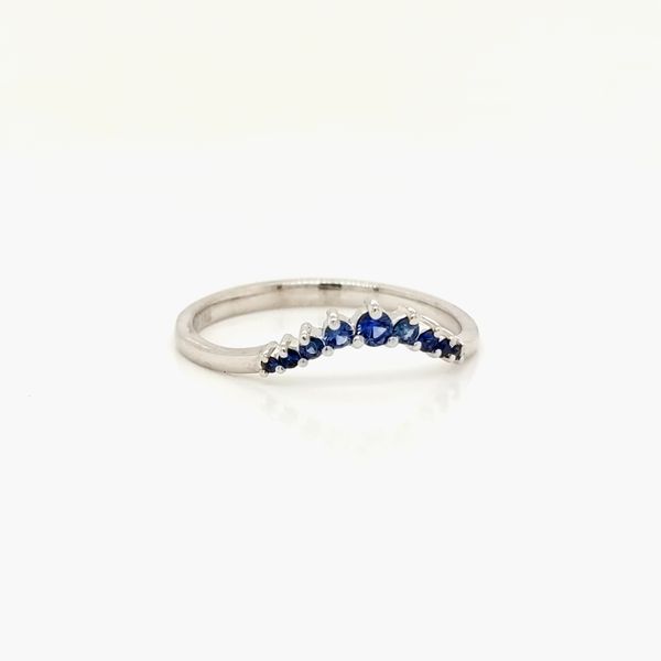 14K White Gold Sapphire Curve Band Image 2 Jaymark Jewelers Cold Spring, NY