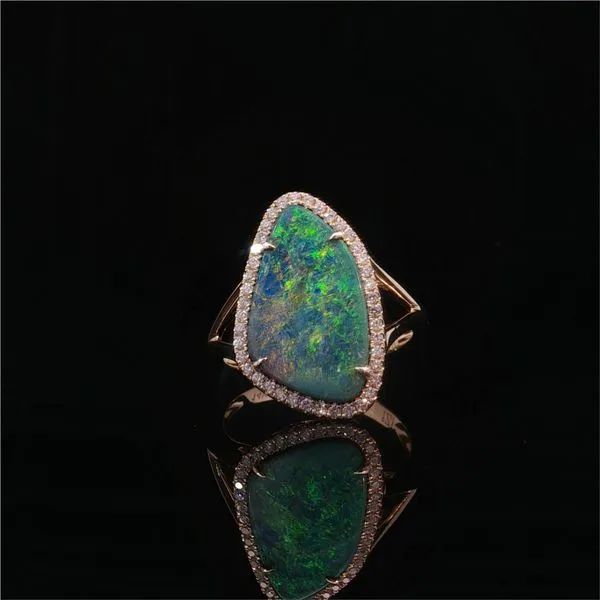 14K Yellow Gold Opal and Diamond Ring Jaymark Jewelers Cold Spring, NY