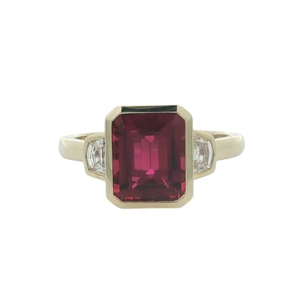 14K Yellow Gold Pink Tourmaline and Diamond Ring Jaymark Jewelers Cold Spring, NY