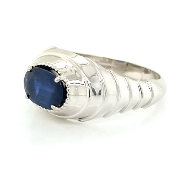 14K White Gold Men's Sapphire Ring Image 2 Jaymark Jewelers Cold Spring, NY