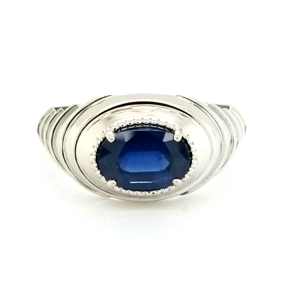 14K White Gold Men's Sapphire Ring Jaymark Jewelers Cold Spring, NY