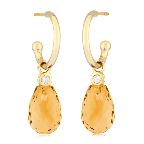 14K Yellow Gold Citrine and Diamond Earrings Jaymark Jewelers Cold Spring, NY