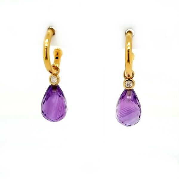 14K Yellow Gold Amethyst and Diamond Earrings Image 2 Jaymark Jewelers Cold Spring, NY