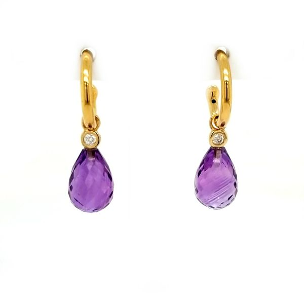 14K Yellow Gold Amethyst and Diamond Earrings Jaymark Jewelers Cold Spring, NY