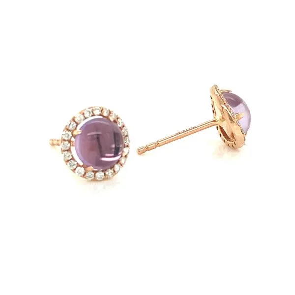 14K Rose Gold Amethyst and Diamond Stud Earrings Image 3 Jaymark Jewelers Cold Spring, NY