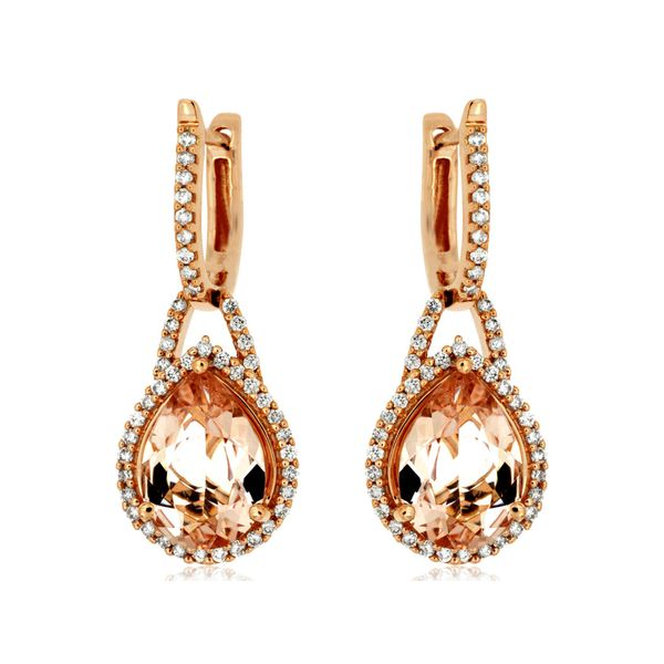14k Rose Gold Morganite and Diamond Earrings Jaymark Jewelers Cold Spring, NY