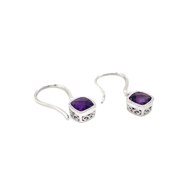 14K White Gold Amethyst and Diamond Earrings Image 2 Jaymark Jewelers Cold Spring, NY