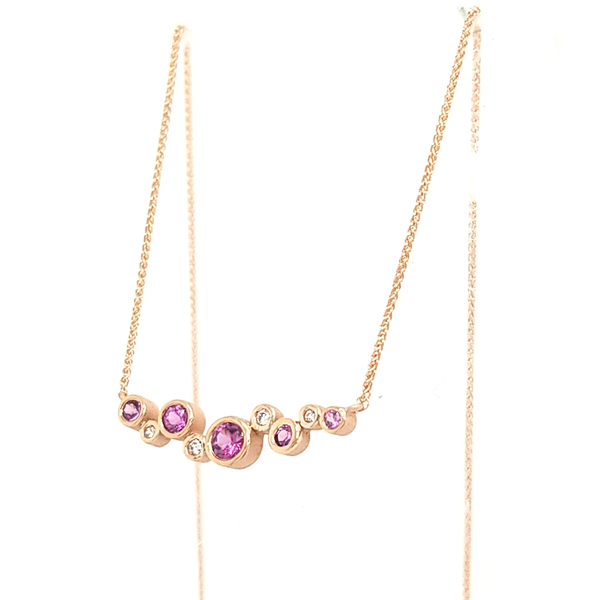 14K Rose Gold Purple Garnet and Diamond Bezel Necklace Image 2 Jaymark Jewelers Cold Spring, NY
