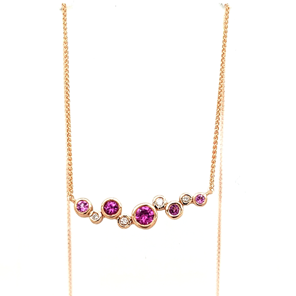 14K Rose Gold Purple Garnet and Diamond Bezel Necklace Image 3 Jaymark Jewelers Cold Spring, NY