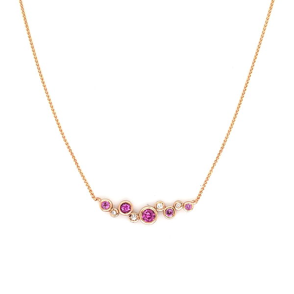 14K Rose Gold Purple Garnet and Diamond Bezel Necklace Jaymark Jewelers Cold Spring, NY