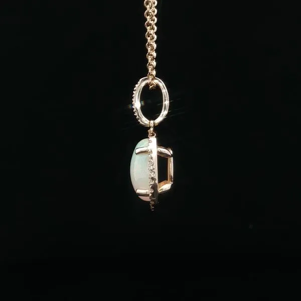 14k Yellow Gold Opal and Diamond Pendant Image 2 Jaymark Jewelers Cold Spring, NY