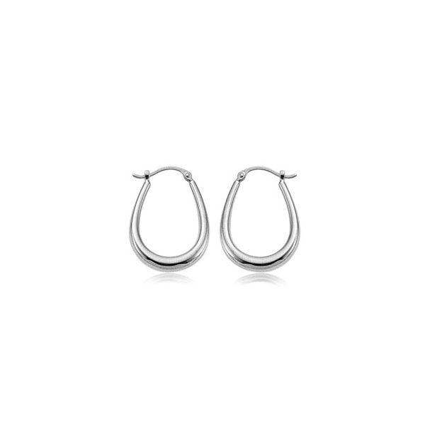 14K White Gold U Shape Hoops Jaymark Jewelers Cold Spring, NY