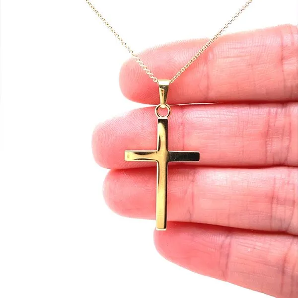 14K Yellow Gold Solid Cross Pendant Image 2 Jaymark Jewelers Cold Spring, NY