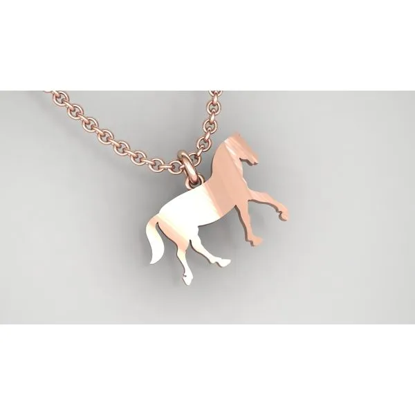 14K Rose Gold Horse Necklace Jaymark Jewelers Cold Spring, NY