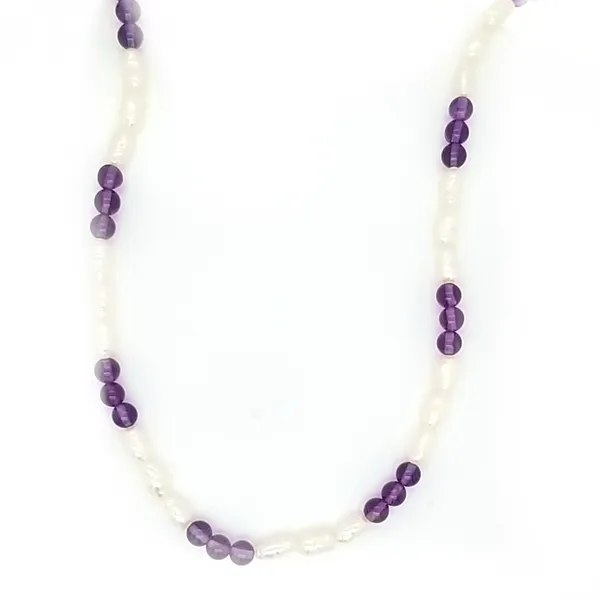 Gold Clasped Freshwater Pearls and Amethyst Bead Necklace Jaymark Jewelers Cold Spring, NY