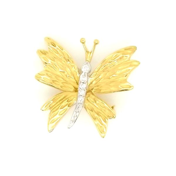 18K Yellow Gold Tiffany & Co. Gold and Diamond Butterfly Pin Jaymark Jewelers Cold Spring, NY