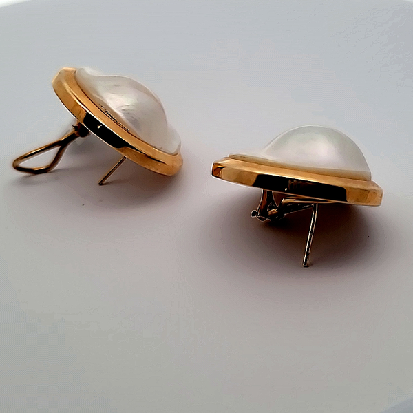 14K Yellow Gold Blister Pearl Earrings Jaymark Jewelers Cold Spring, NY