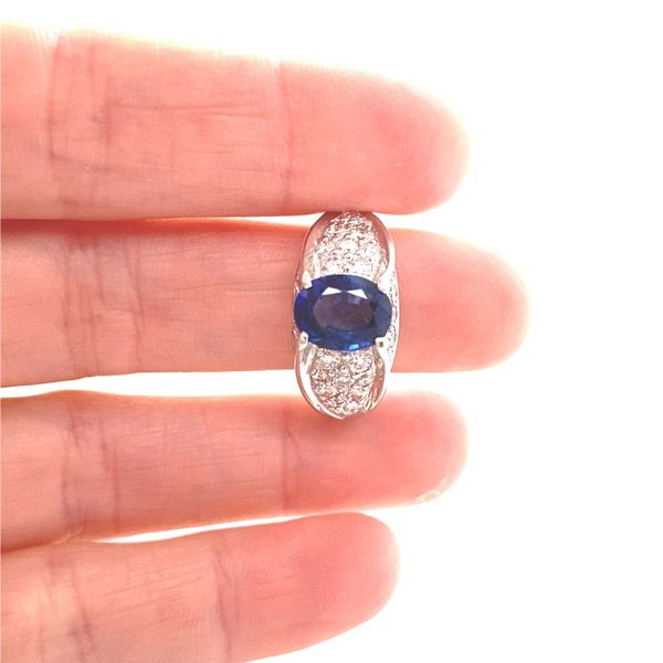 Platinum Oval Sapphire and Diamond Ring Image 2 Jaymark Jewelers Cold Spring, NY