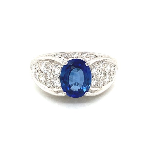 Platinum Oval Sapphire and Diamond Ring Jaymark Jewelers Cold Spring, NY