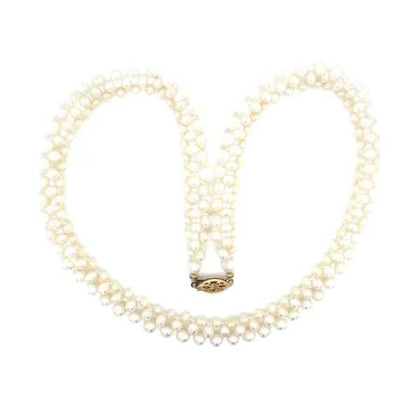 14K Yellow Gold Freshwater Pearl Woven Necklace Jaymark Jewelers Cold Spring, NY