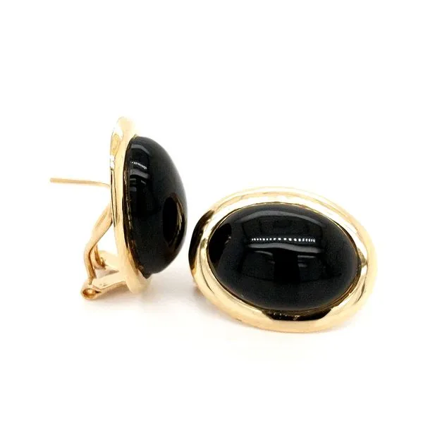 14K Yellow Gold Black Onyx Bezel Earrings Jaymark Jewelers Cold Spring, NY