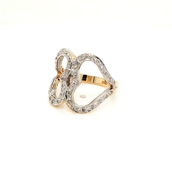 14K Gold Two-Tone Diamond Double Heart Ring Image 2 Jaymark Jewelers Cold Spring, NY