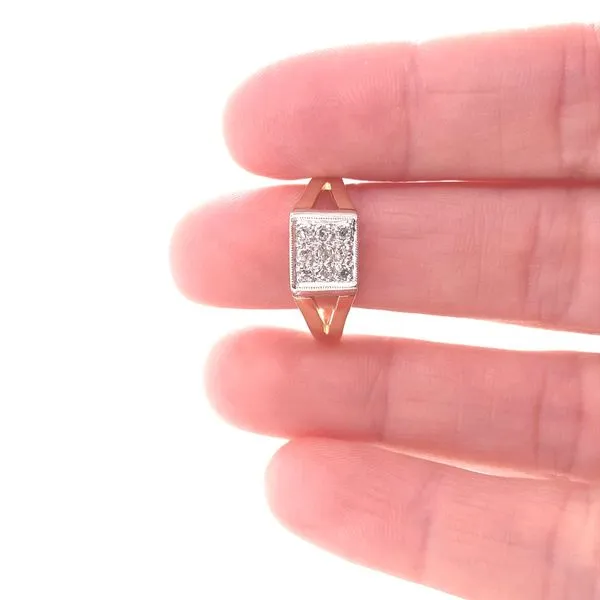 14K Two Tone Gold Pave Set Square Diamond Cluster Ring Image 2 Jaymark Jewelers Cold Spring, NY