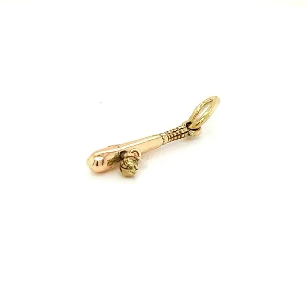 14K Yellow Gold Baseball Bat and Ball Charm/Pendant Jaymark Jewelers Cold Spring, NY