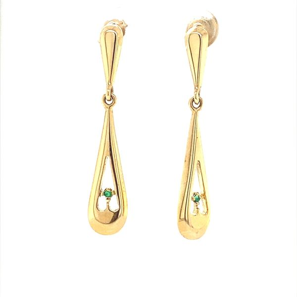 14K Yellow Gold Emerald Dangle Earrings Jaymark Jewelers Cold Spring, NY