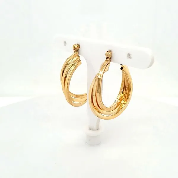 14K Yellow Gold Triple-Twist Hoop Earrings Image 2 Jaymark Jewelers Cold Spring, NY