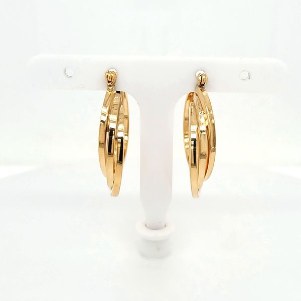 14K Yellow Gold Triple-Twist Hoop Earrings Jaymark Jewelers Cold Spring, NY