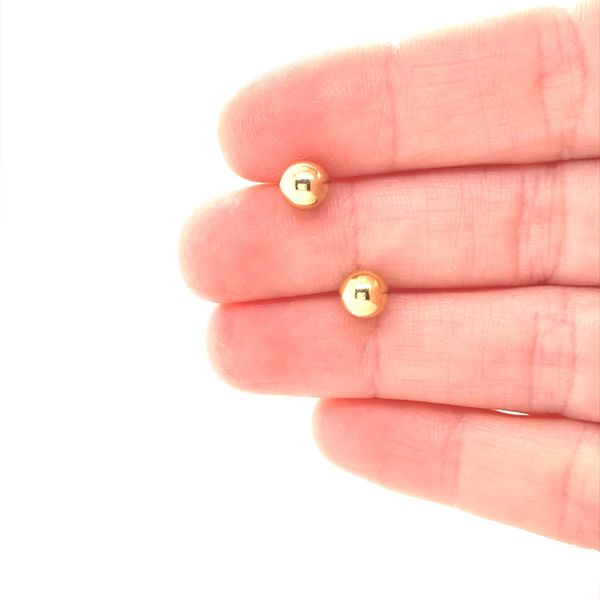 14K Yellow Gold 5.5mm High Polished Ball Stud Earrings Image 2 Jaymark Jewelers Cold Spring, NY