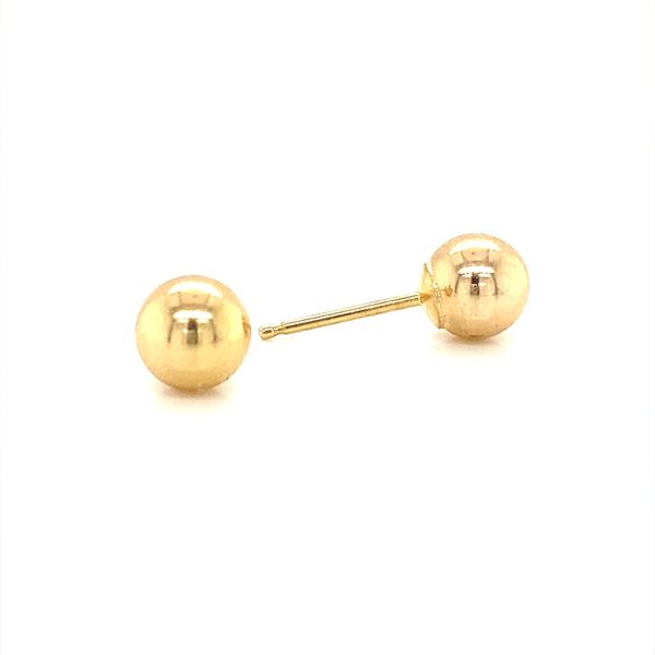 14K Yellow Gold 5.5mm High Polished Ball Stud Earrings Image 3 Jaymark Jewelers Cold Spring, NY