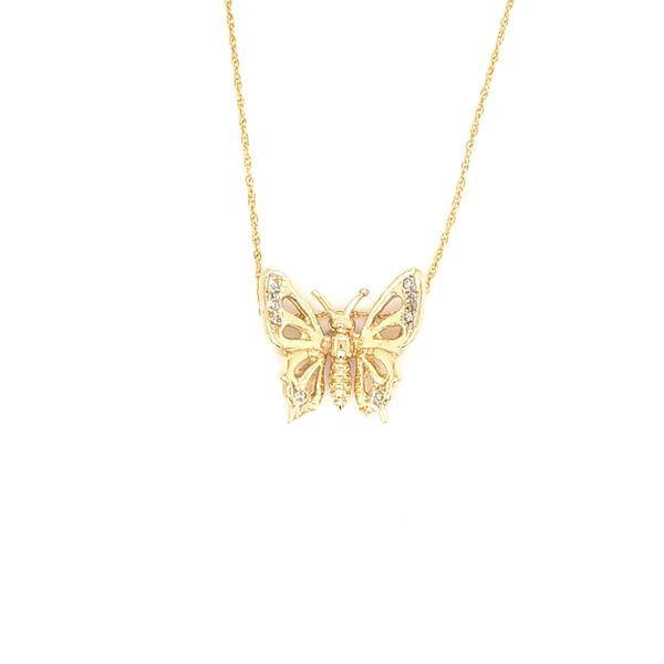 14K Yellow Gold Diamond Butterfly Necklace Jaymark Jewelers Cold Spring, NY