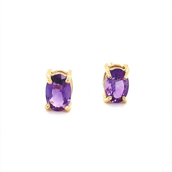 14K Yellow Gold Oval Amethyst Stud Earrings Jaymark Jewelers Cold Spring, NY