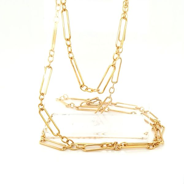 14K Yellow Gold Paper Clip Style Chain, 24