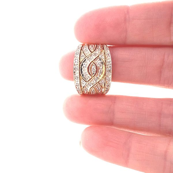 14K Yellow Gold Wide Diamond Twist Ring Image 2 Jaymark Jewelers Cold Spring, NY