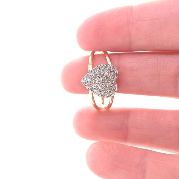 14K Two Tone Gold Pave Set Diamond Heart Ring Image 2 Jaymark Jewelers Cold Spring, NY