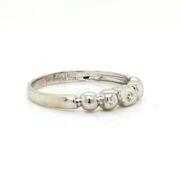 14k white gold ribbed band with diamond accent Image 2 Jaymark Jewelers Cold Spring, NY
