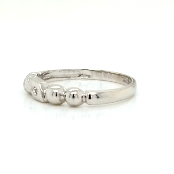 14k white gold ribbed band with diamond accent Image 3 Jaymark Jewelers Cold Spring, NY