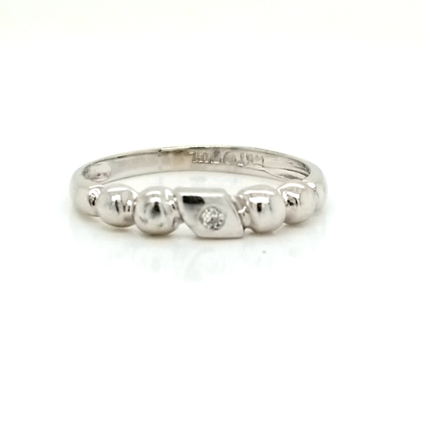 14k white gold ribbed band with diamond accent Jaymark Jewelers Cold Spring, NY