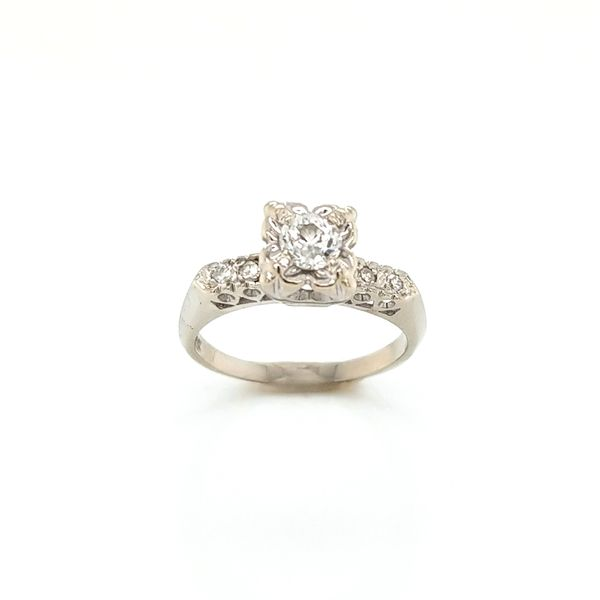 14K White Gold Miracle Set Diamond Fishtail Engagement Ring Jaymark Jewelers Cold Spring, NY