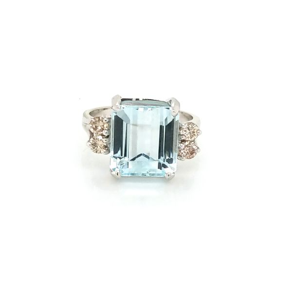 14k white gold aquamarine and diamond ring Jaymark Jewelers Cold Spring, NY
