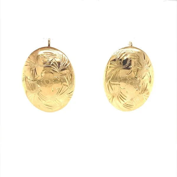 14K Yellow Gold Large Shield Earrings Jaymark Jewelers Cold Spring, NY