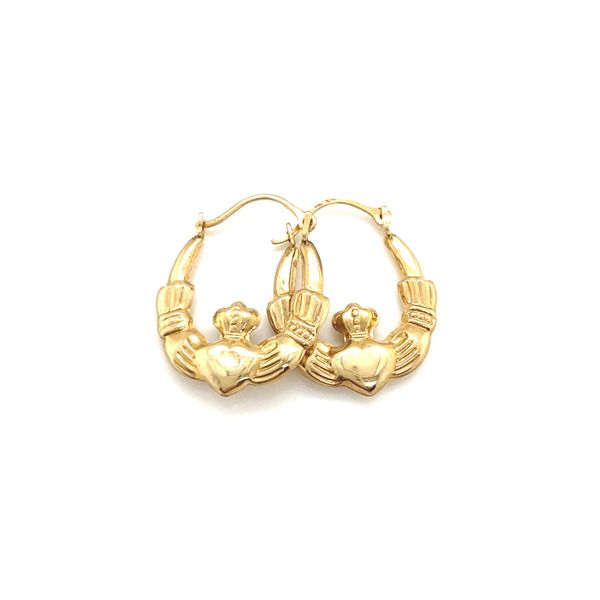 10K Yellow Gold Claddagh Hoop Earrings Jaymark Jewelers Cold Spring, NY