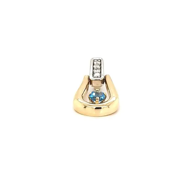 14K Two Tone Blue Topaz and Diamond Pendant Image 2 Jaymark Jewelers Cold Spring, NY