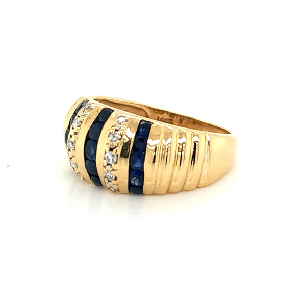 14K Yellow Gold Sapphire and Diamond Dome Ring Image 2 Jaymark Jewelers Cold Spring, NY