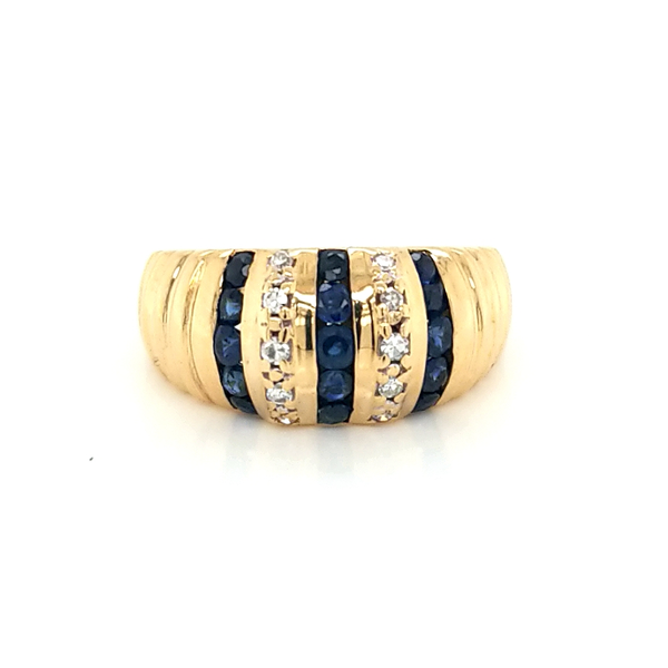 14K Yellow Gold Sapphire and Diamond Dome Ring Jaymark Jewelers Cold Spring, NY