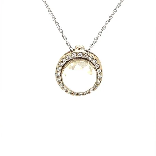 18K White Gold Roberto Coin Quartz and Halo Diamond Pendant Jaymark Jewelers Cold Spring, NY