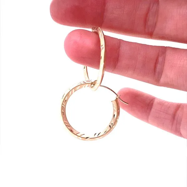 14K Yellow Gold Round Satin Hoop Earrings Image 2 Jaymark Jewelers Cold Spring, NY